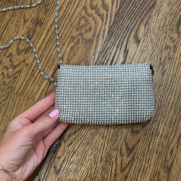 Mini Rhinestone Silver Chain Cross Body Bag - Picture 2 of 4